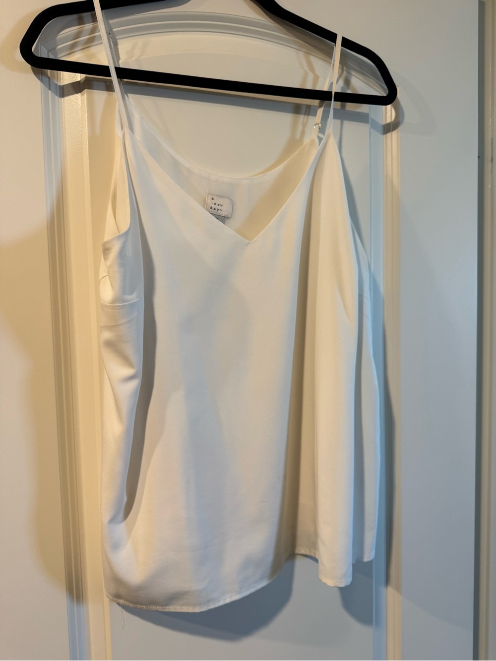 a new day White V-Neck Satin Cami with Adjustable Straps